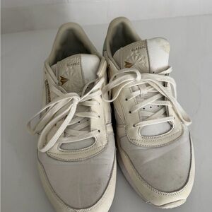 Reebok Cream Classic Leather Sneakers with Gold Accents